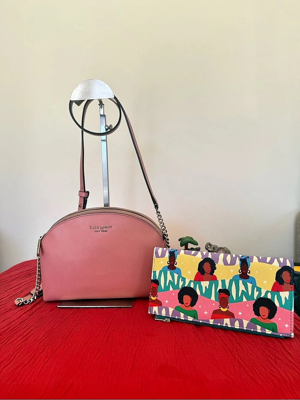 Kate Spade Devin Double Zip Dome Crossbody Pink & Multicolor wallet bundle